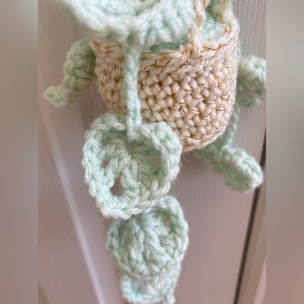 Crochet Hanging Plant Green Multicolor Monstera Boho Home Decor - Picture 3 of 8